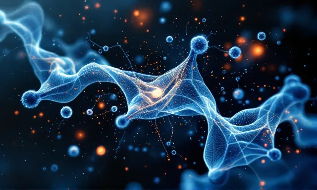 Epitalon research illustration — abstract pineal and telomere motifs in ink graphite blue